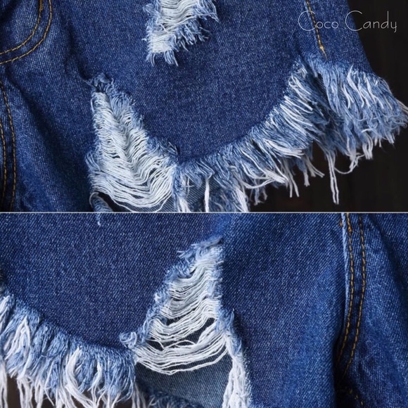 🆕High Waist Jean Dark Blue Denim Shorts - Picture 7 of 8